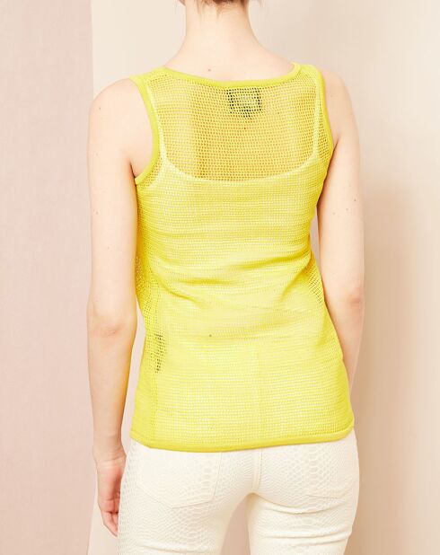 Top ajouré jaune
