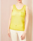 Top ajouré jaune