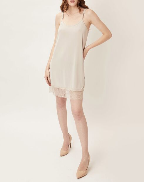Robe base dentelle beige