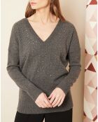 Pull col V 100% Cachemire anthracite