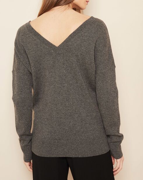 Pull col V 100% Cachemire anthracite