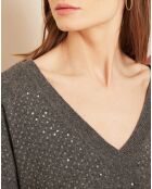 Pull col V 100% Cachemire anthracite