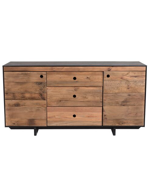 Buffet 2 portes 3 tiroirs Andrea Bois naturel  - 150x48x76cm