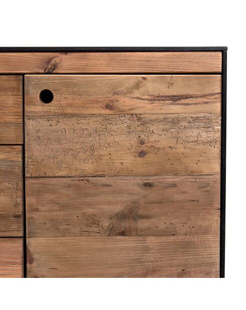 Buffet 2 portes 3 tiroirs Andrea Bois naturel  - 150x48x76cm