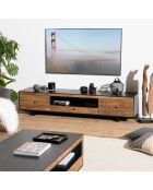 Meuble TV 3 tiroirs Andrea Bois naturel  - 210x48x45cm