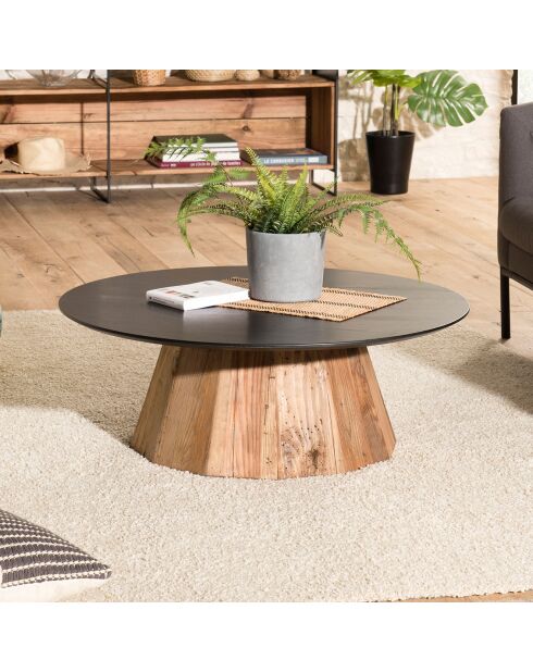 Table basse ronde Andrea Bois naturel  - 90x90x32cm