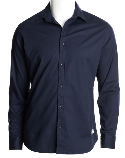 Chemise droite manches longues bleu foncé