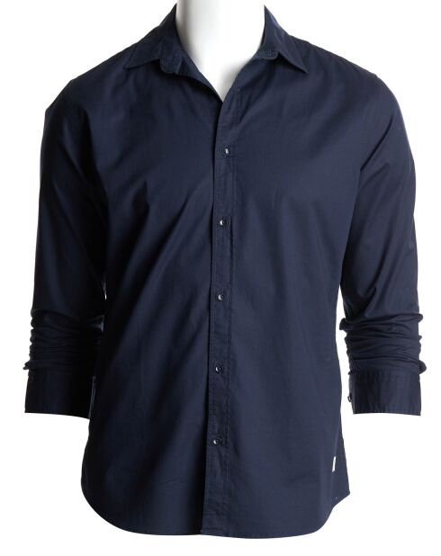 Chemise droite manches longues bleu foncé