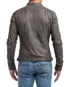 Grijze leren jas van lamsleer Calvin