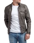 Grijze leren jas van lamsleer Calvin