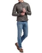 Grijze leren jas van lamsleer Calvin