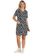 Robe courte droite imprimé marguerite noire