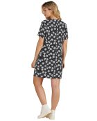 Robe courte droite imprimé marguerite noire