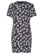 Robe courte droite imprimé marguerite noire