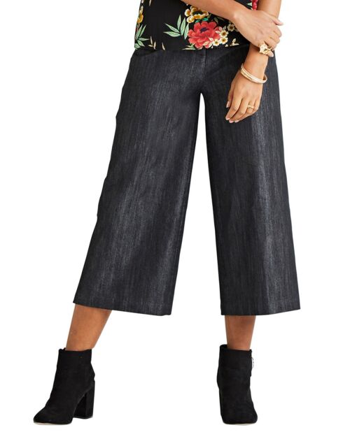 Pantalon 3/4 large en jean noir