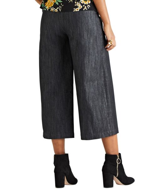 Pantalon 3/4 large en jean noir