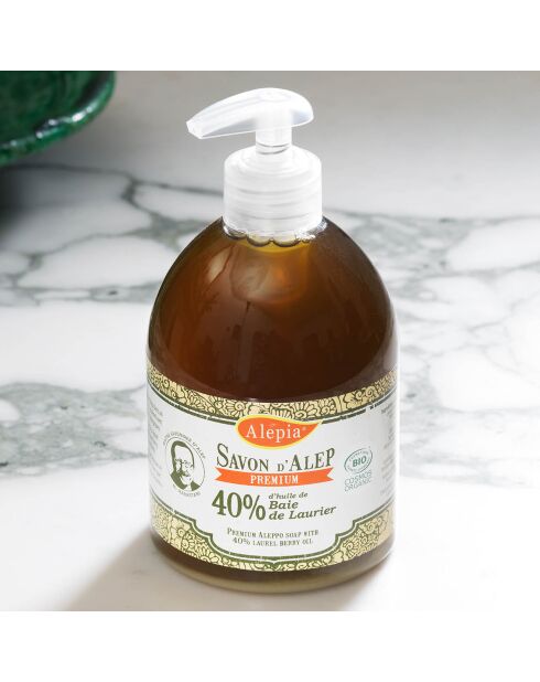 Aleppo Premium vloeibare zeep 40% biologische laurierolie zoetheid - 500 ml