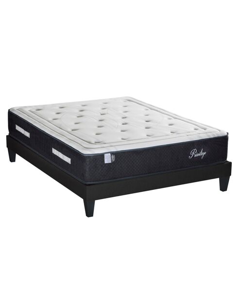 Ensemble Matelas + Sommier en bois Privilège anthracite/blanc - 180x200 cm