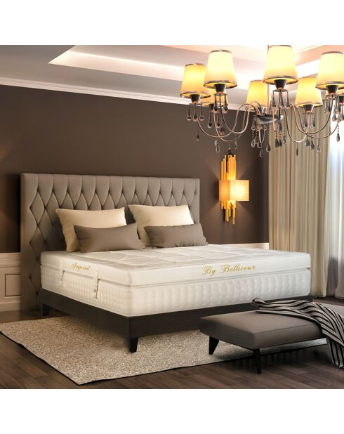 Set de colchón y base de madera imperial antracita y blanca, 140 x 200 cm