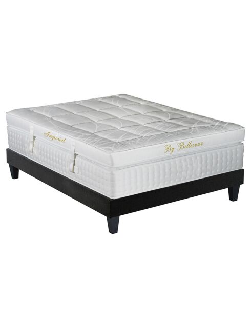 Set de colchón y base de madera imperial antracita y blanca, 140 x 190 cm