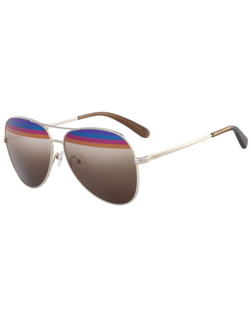 Lunettes de soleil Femme Aviateur doré/multicolore