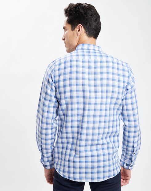 Chemise 100% Lin carreaux bleu/blanc