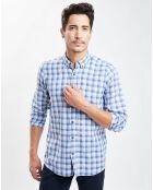 Chemise 100% Lin carreaux bleu/blanc