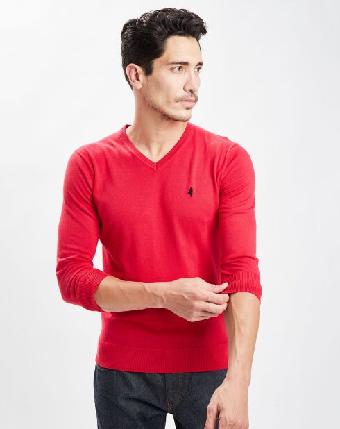 Pull en Coton rouge brique