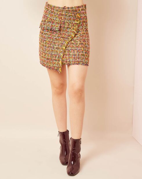 Jupe tissée asymétrique multicolore