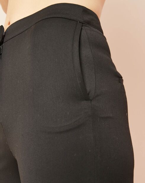 Pantalon 7/8 évasé à rayures noir/crème