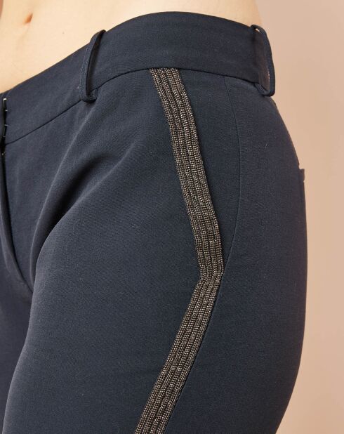Pantalon 7/8 liseré métallisé  marine
