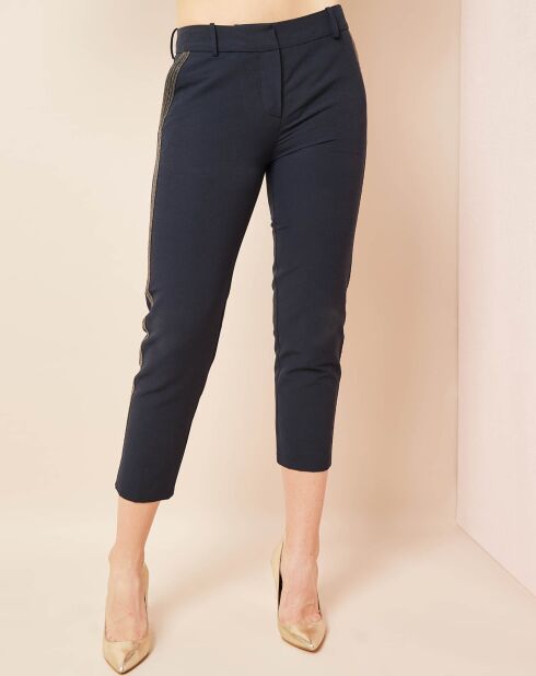 Pantalon 7/8 liseré métallisé  marine
