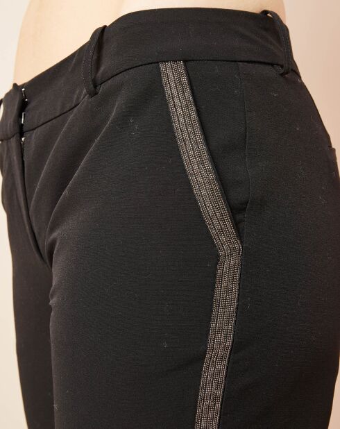 Pantalon 7/8 liseré métallisé noir