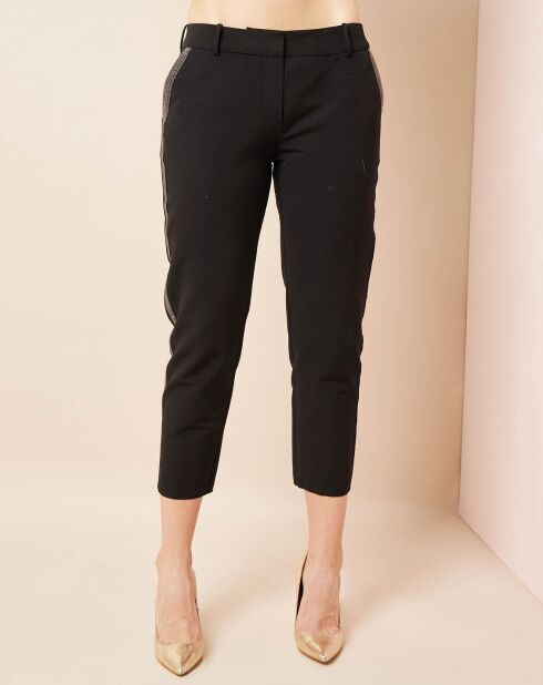 Pantalon 7/8 liseré métallisé noir