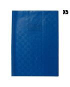 5 Protège-cahiers opaque à rabats Marque-pages & Porte-étiquette bleus - A4