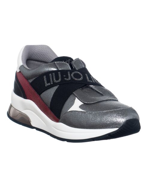 Karlie zilver/metaalrode leren sneakers