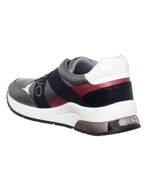 Karlie zilver/metaalrode leren sneakers