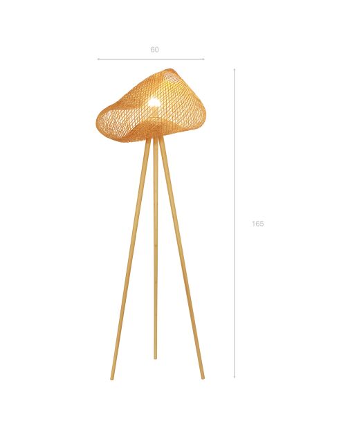 Lampadaire en bambou naturel - D.60xH.165 cm