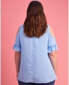 Blouse broderies décoratives bleue