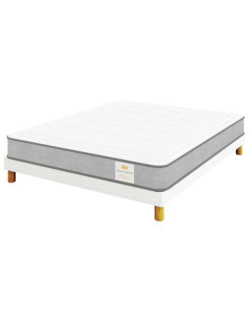 Windsor matras + boxspringset wit/grijs - 160x200 cm