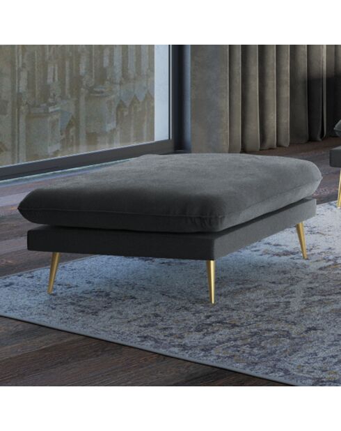Pouf Velours Elio gris - 100x80x45 cm