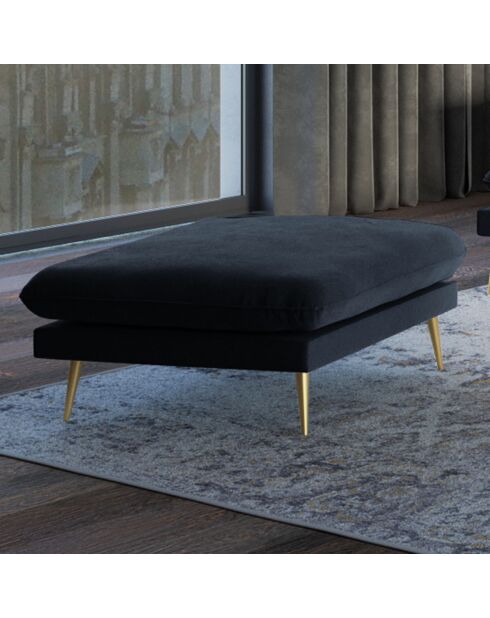 Pouf Velours Elio bleu foncé - 100x80x45 cm