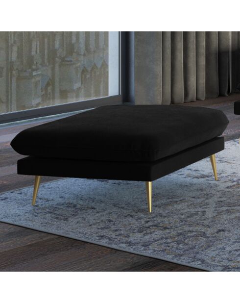 Pouf Velours Elio noir - 100x80x45 cm