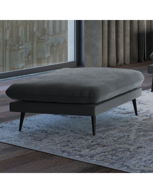 Pouf Velours Elio gris - 100x80x45 cm