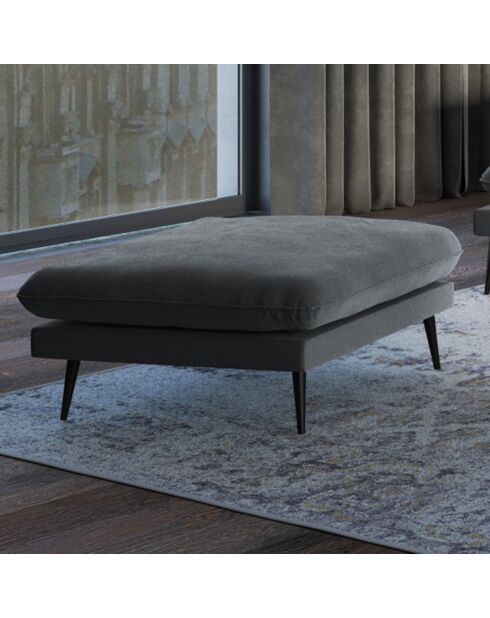 Pouf Velours Elio gris - 100x80x45 cm
