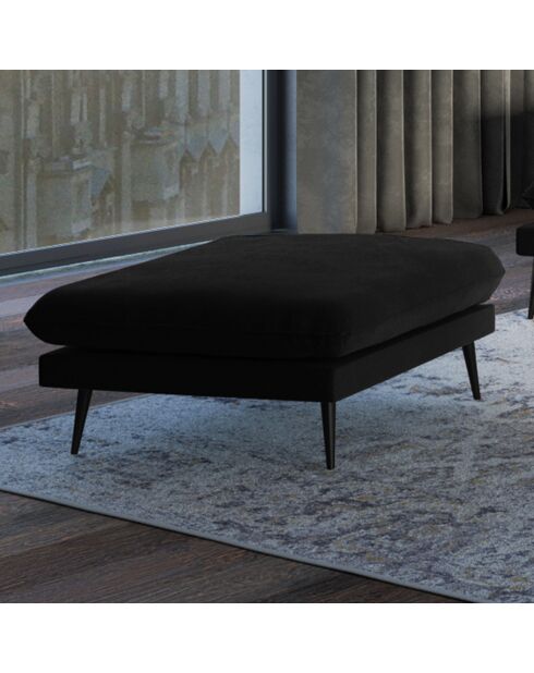 Pouf Velours Elio noir - 100x80x45 cm