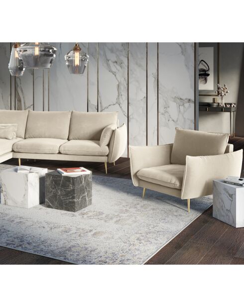 Fauteuil Velours Elio beige - 93x100x97 cm