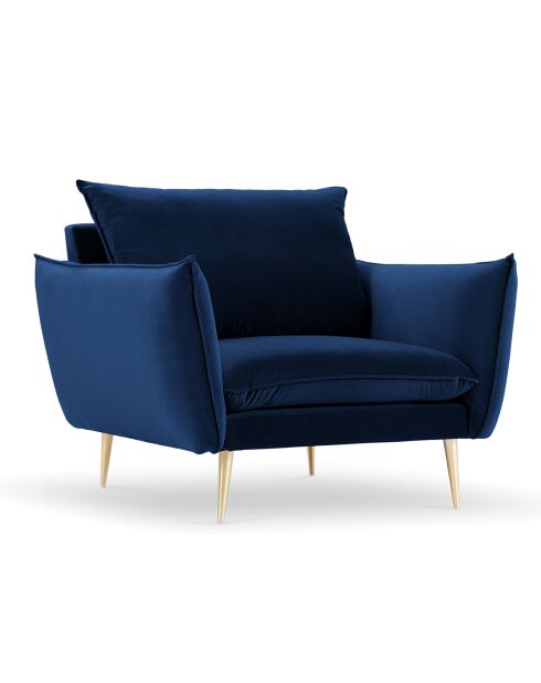 Fauteuil Velours Elio bleu roi - 93x100x97 cm