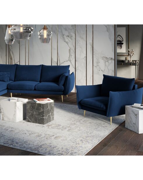 Fauteuil Velours Elio bleu roi - 93x100x97 cm