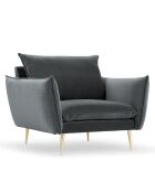 Fauteuil Velours Elio gris - 93x100x97 cm